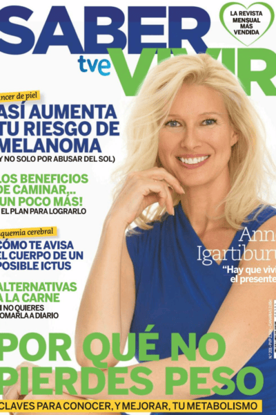 Imagen de Anne Igartiburu en la portada de Nuestras Bellezas, revista de salud y belleza.